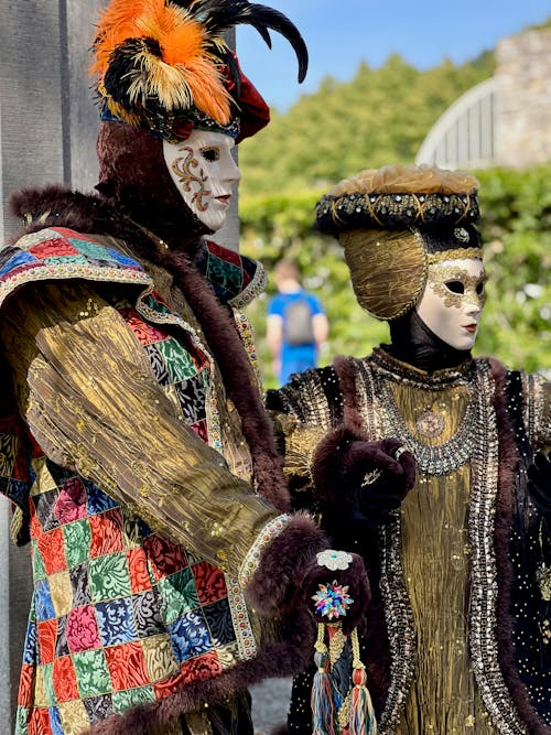 Woman and Man in Aristocratic Costumes for Carnival