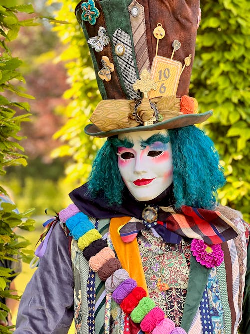 A Person in a Costume and Mask at the Carnival of Venice 