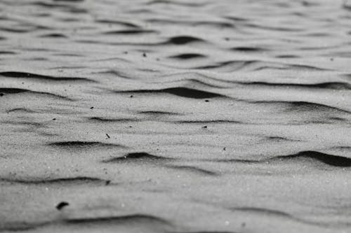 Black and White Close-up of the Sand on a Beach