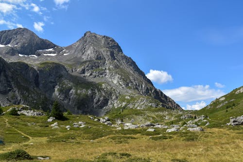 View of a Rocky Mountain from a Valley 