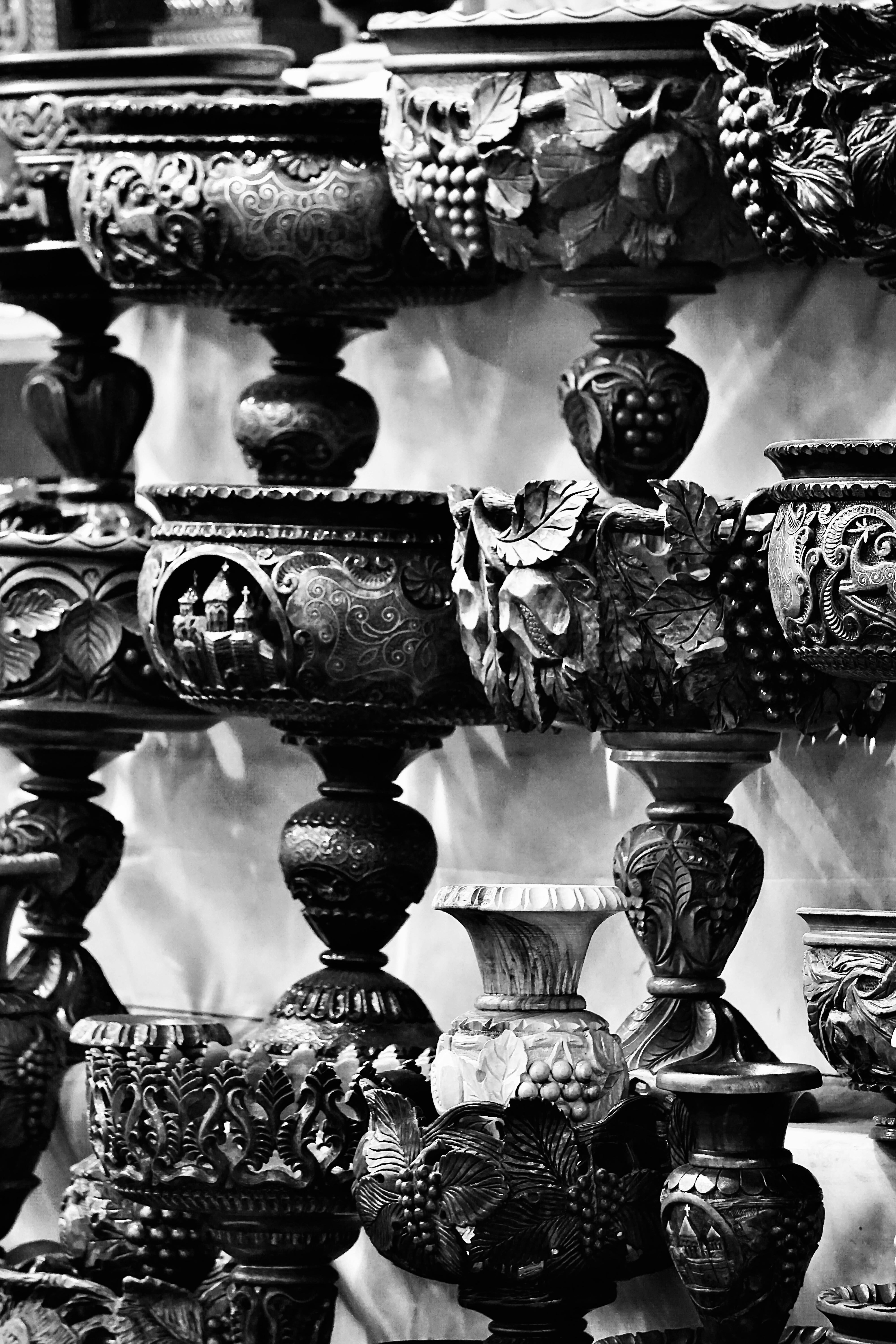 Antique Metal Pottery with Carved Details · Free Stock Photo