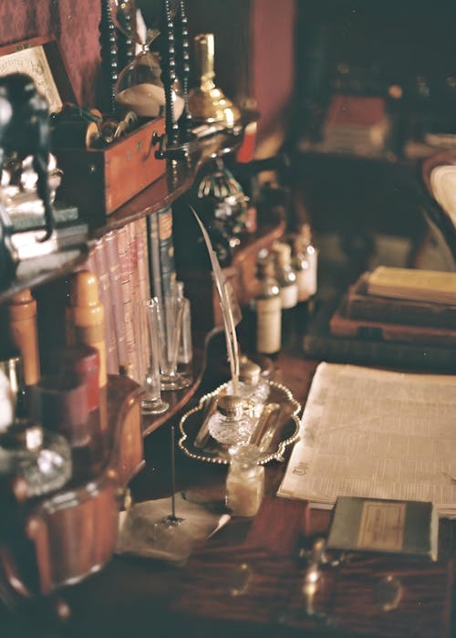 A Desk with Vintage Items 