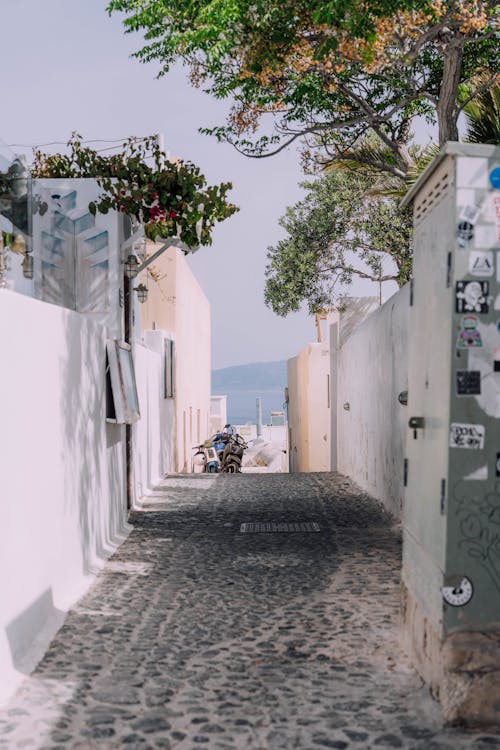 Cobblestone Street on Santorini, Greece