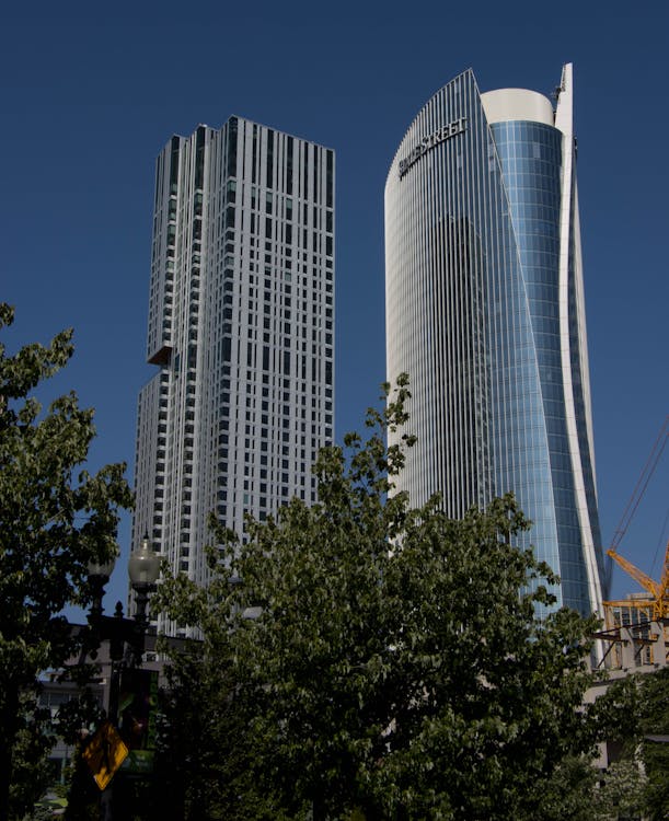 Free Modern Skyscrapers against Blue Sky Stock Photo