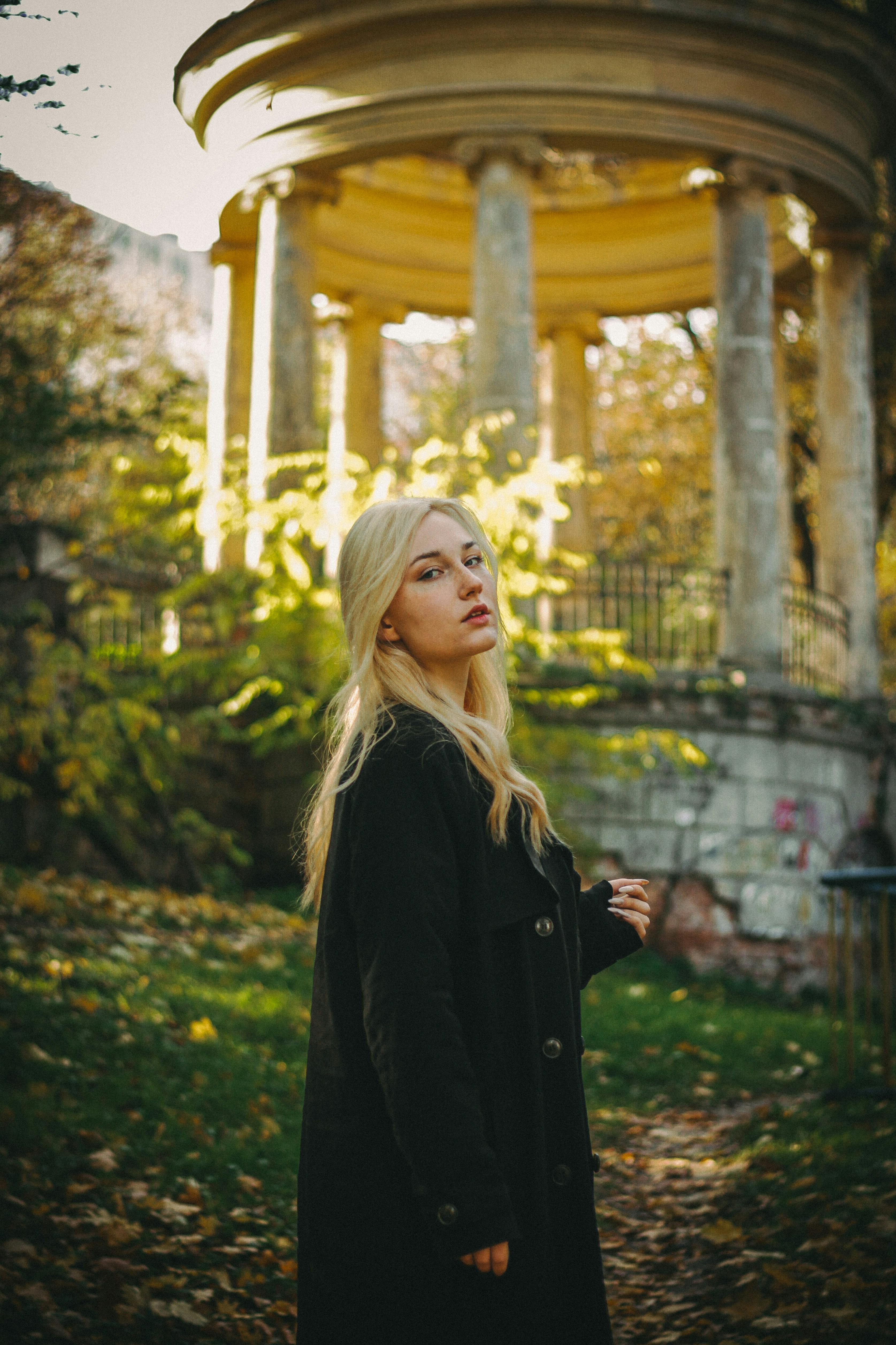 Blonde Woman Wearing Coat in a Park · Free Stock Photo