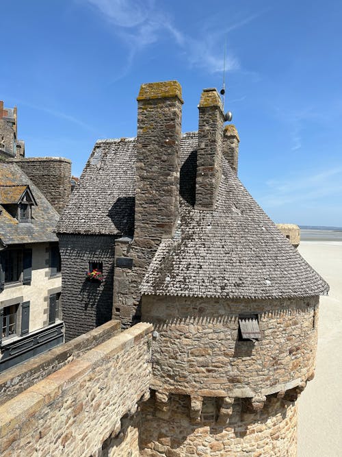 One of the Towers of Fortifications du Mont-Saint-Michel, Normandy, France 