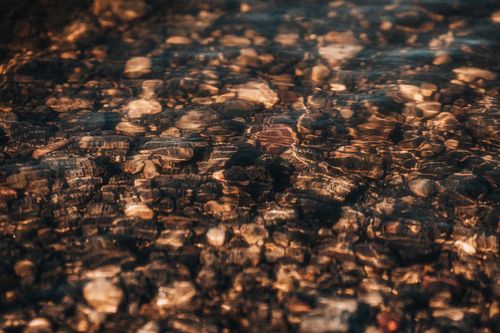 Free Beautiful close-up of textured pebbles under clear water in Liepāja, Latvia. Stock Photo