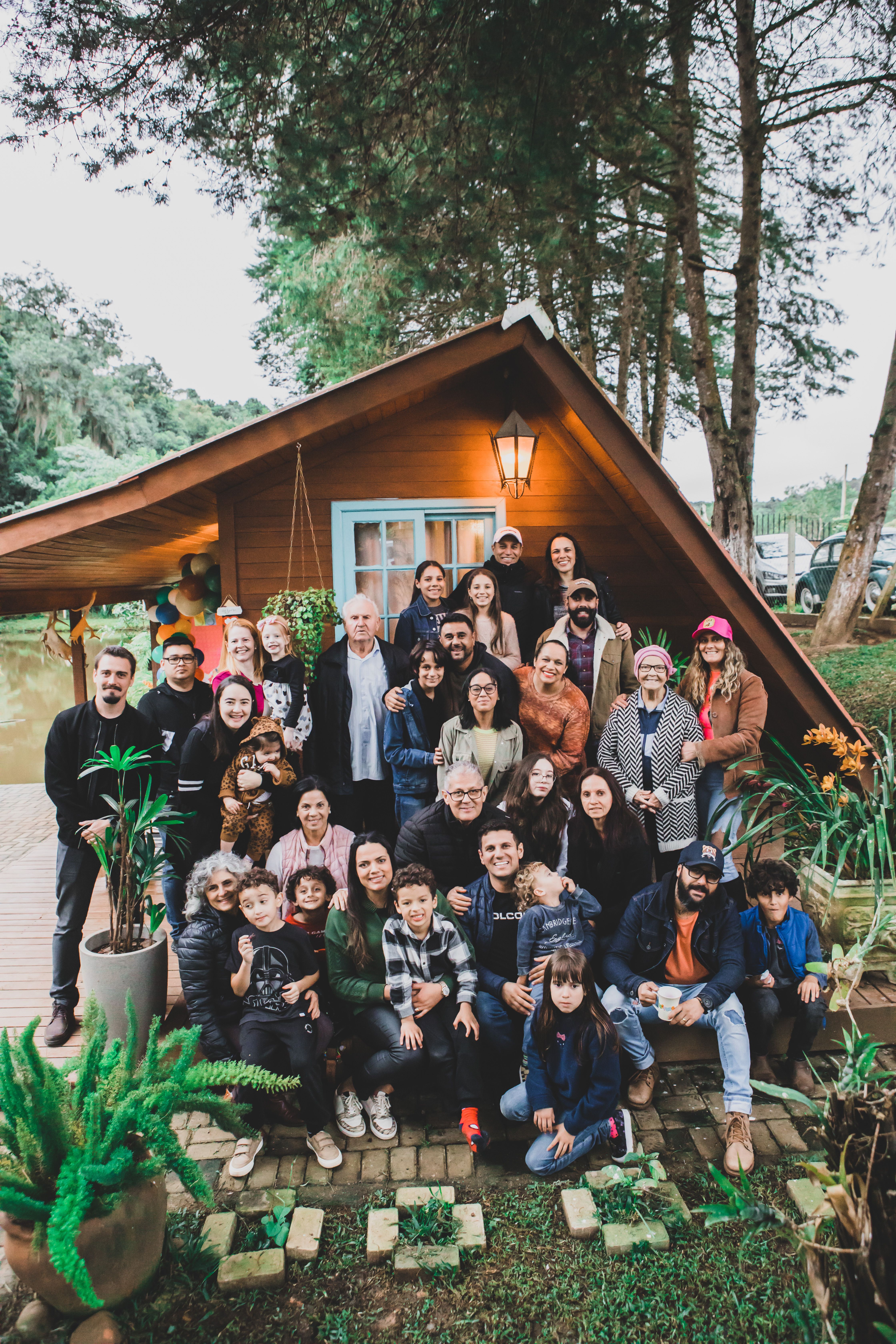 A large family of several generations together at home