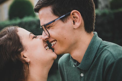 Smiling Couple Kissing 
