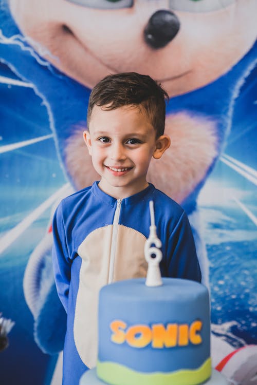 Free Smiling Child with Birthday Cake  Stock Photo