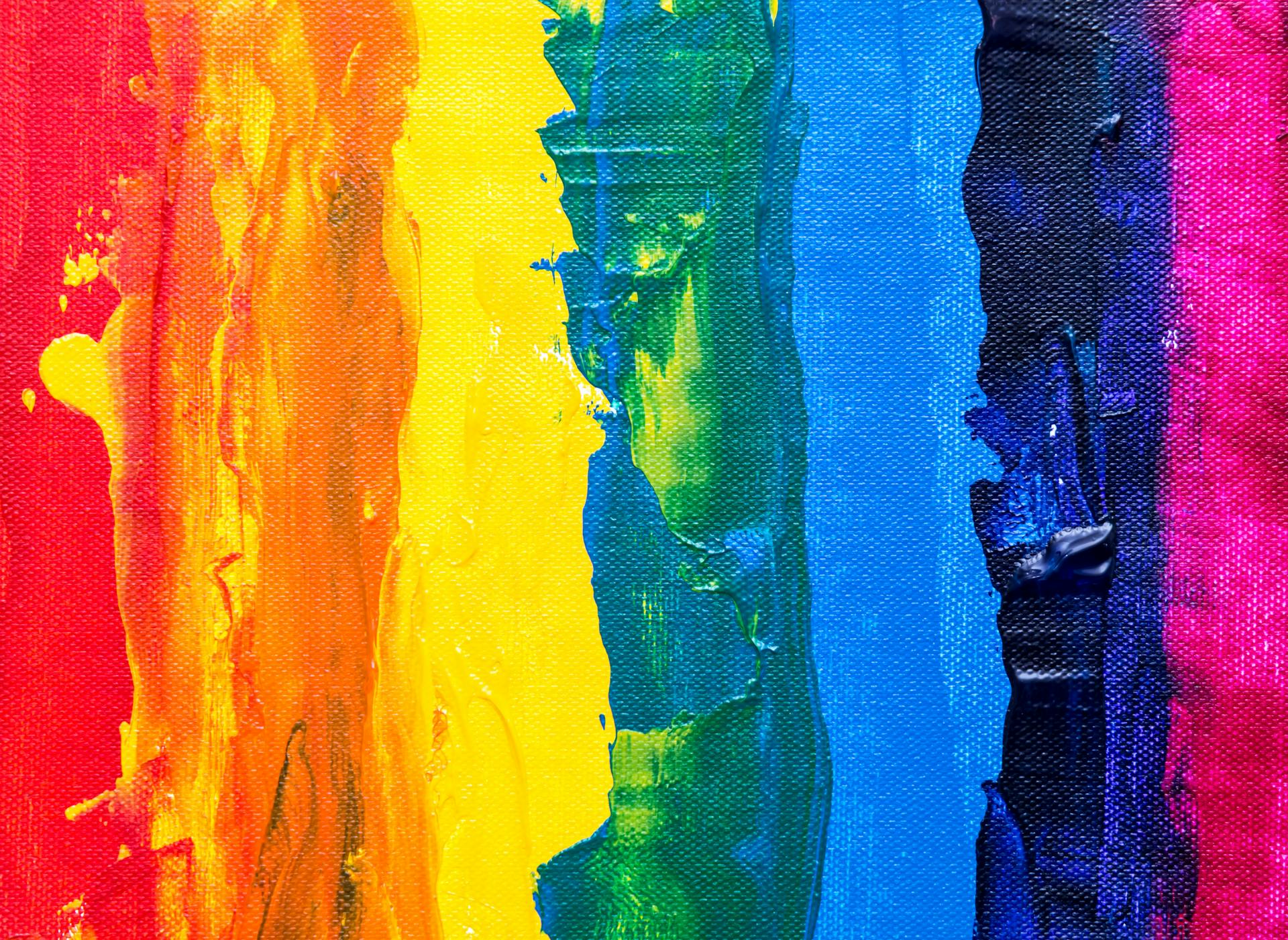 Photo of Rainbow Colored Painting On Canvas