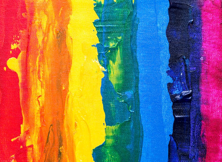 Photo Of Rainbow Colored Painting On Canvas