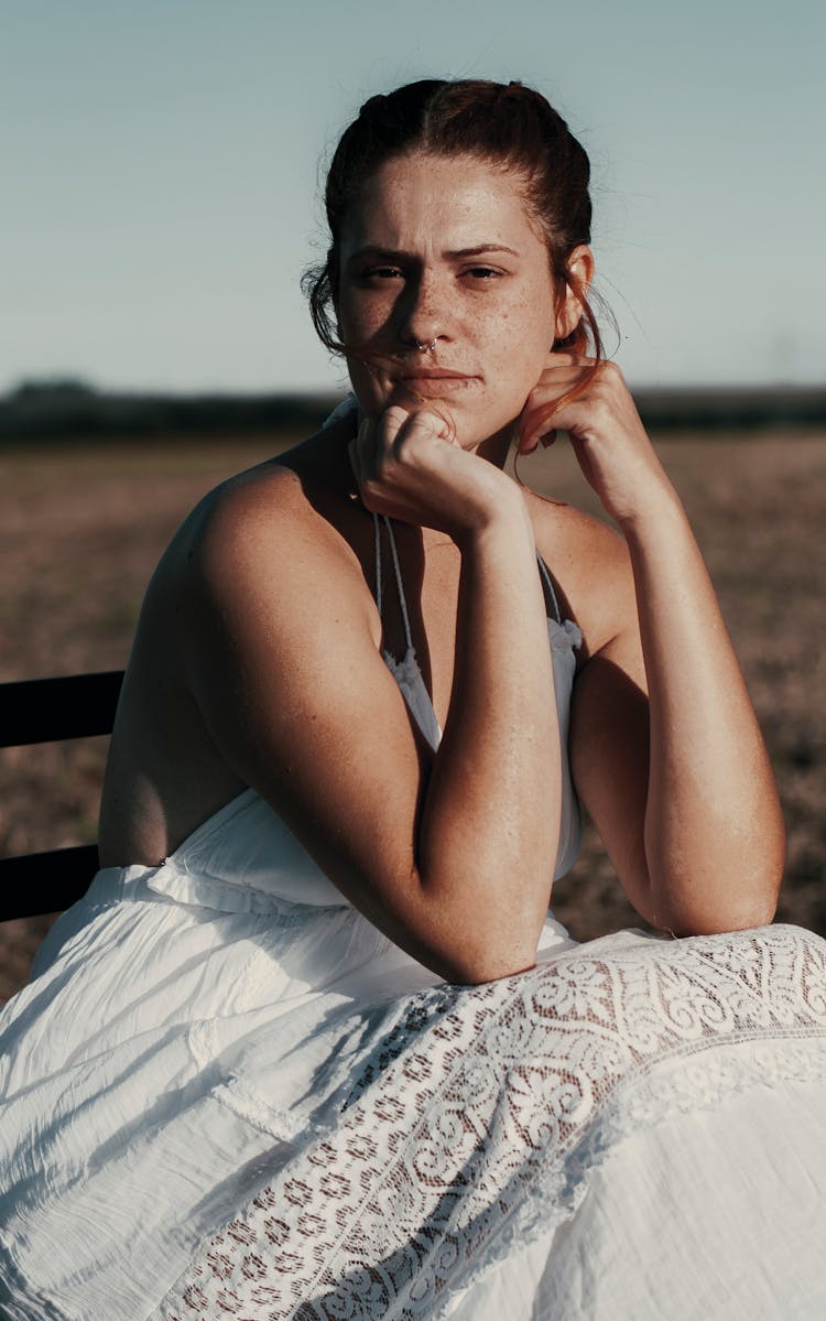 Model In Summer Linen Dress