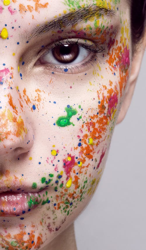 Woman with Colorful Paint on her Face 