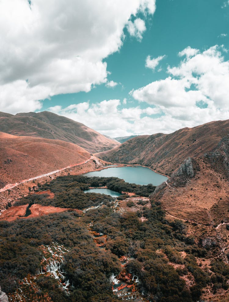 Lake Hidden In Mountains