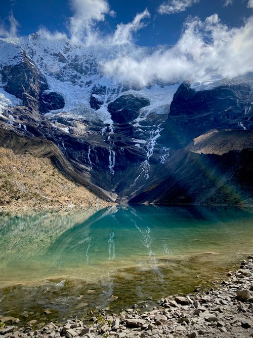 Free Stunning view of Humantay Lake with snow-capped mountains in Cusco, Peru. Stock Photo