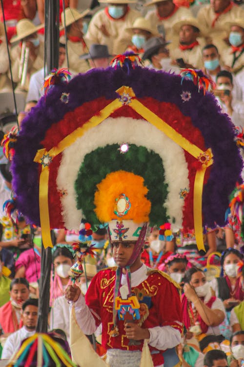 Man in Traditional Clothing during a Mexican Festival 