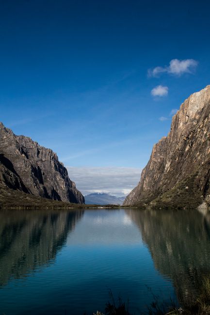 Stunning mountain and lake view in Peru's Cordillera Blanca.