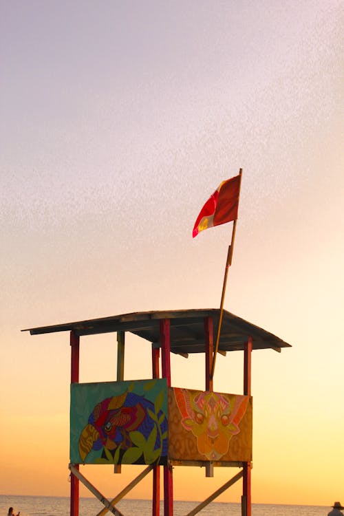 기둥, 깃발, 바다의 무료 스톡 사진