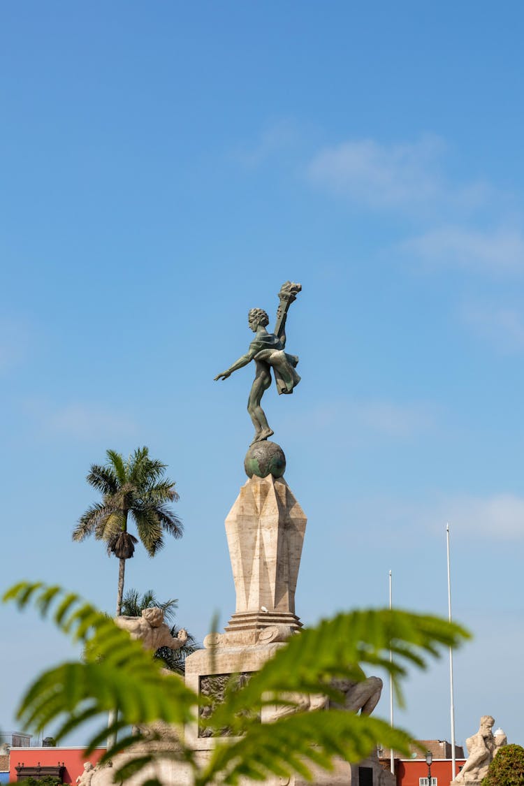 Statue On Plaza De Armas In Trujillo In Peru