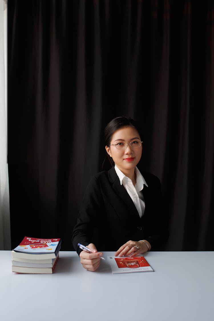 Elegant Woman Behind Desk