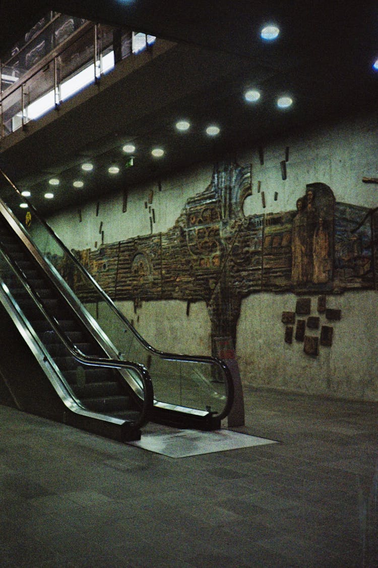 Escalator In Empty Hall