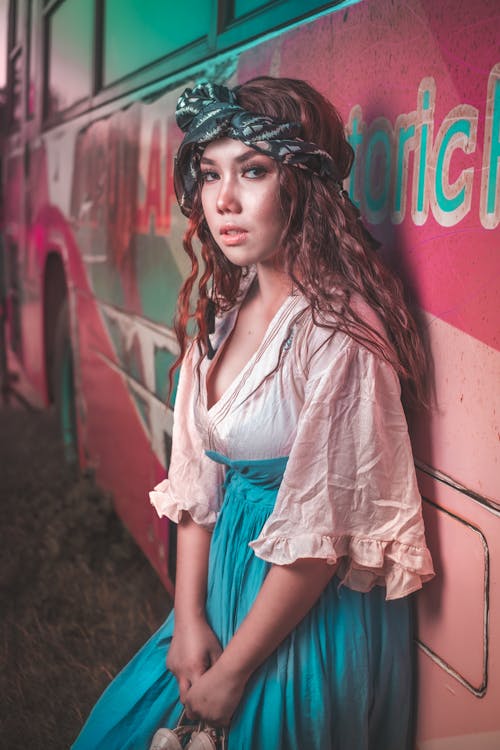 Portrait of Woman by Bus