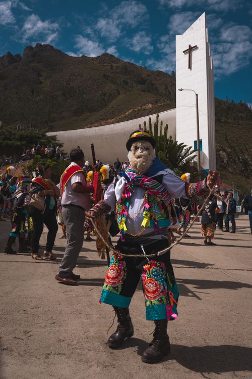 Free Colorful traditional festival in Muruhuay, Junín, Peru, showcasing dancers in vivid costumes. Stock Photo