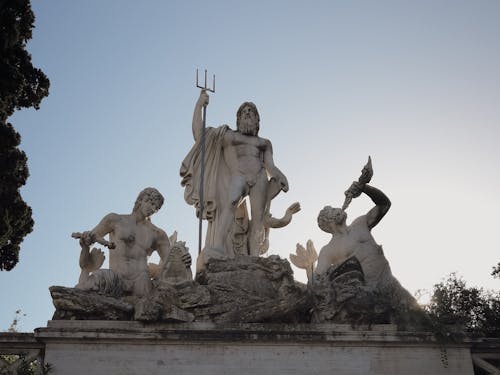 Sculptures of Fountain of Neptune in Rome