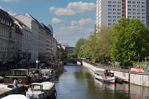 Boats along a City Canal