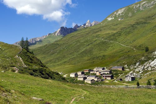 Village Houses in a Green Mountain Valley, Jagdhausalm, Austria