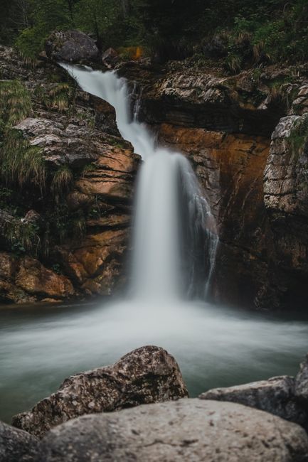 Captivating long exposure of a waterfall in Farchant, Bavaria, Germany. Perfect for nature lovers.