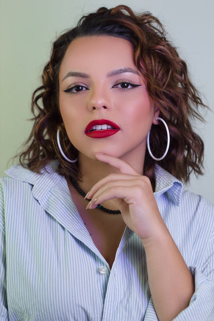 Portrait Of Young Beautiful Woman In Studio