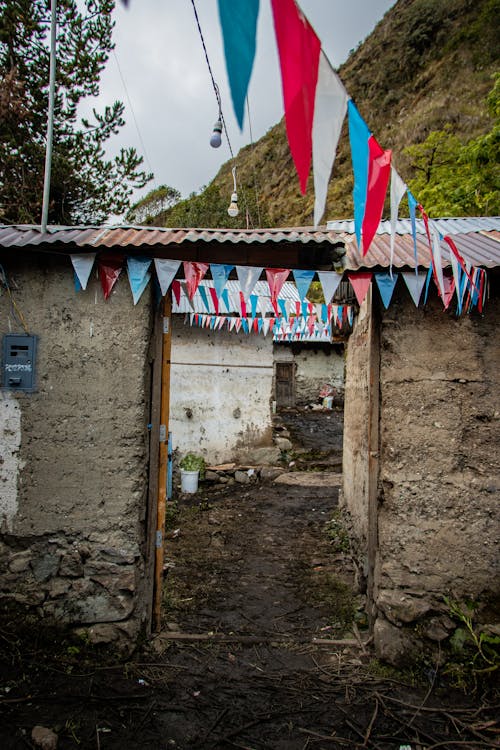 Colorful Cloths over Doorway in Village