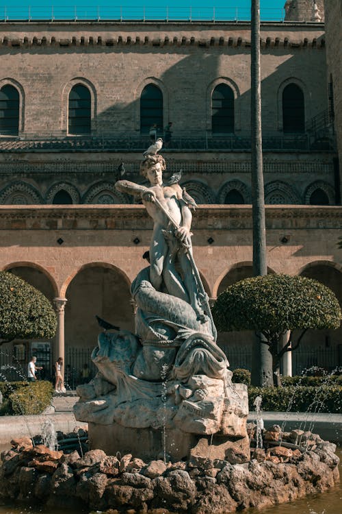 Triton Fountain in Monreale, Sicily, Italy
