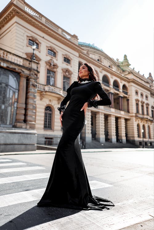 Portrait of a Woman Wearing a Black Dress