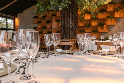 Free Restaurant Table Prepared for Guests Stock Photo