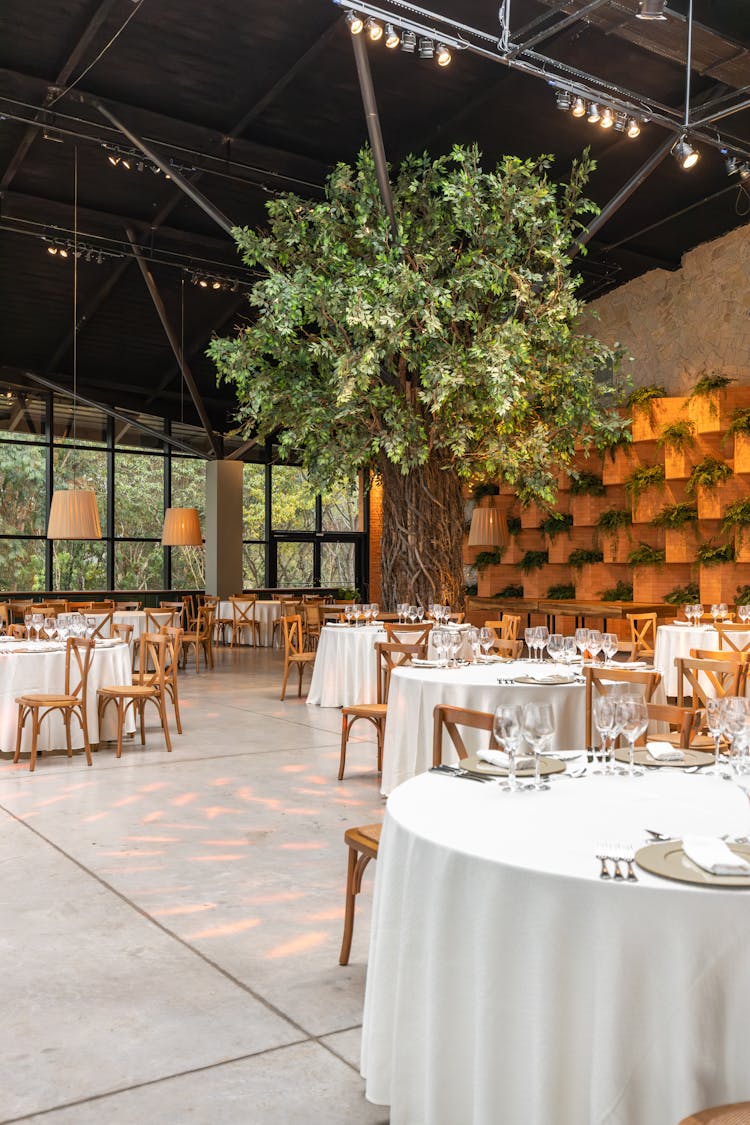 Dining Tables In A Spacious Restaurant Hall