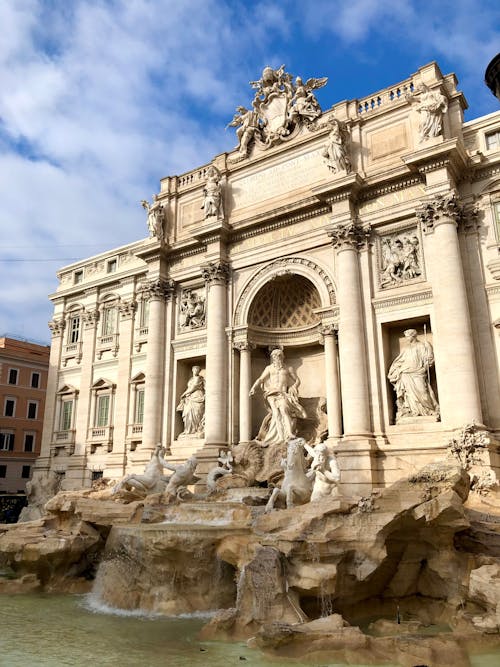 View of the Trevi Fountain in Rome, Italy 