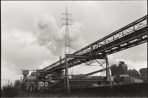 Railway Tracks on an Iron Bridge in Black and White 