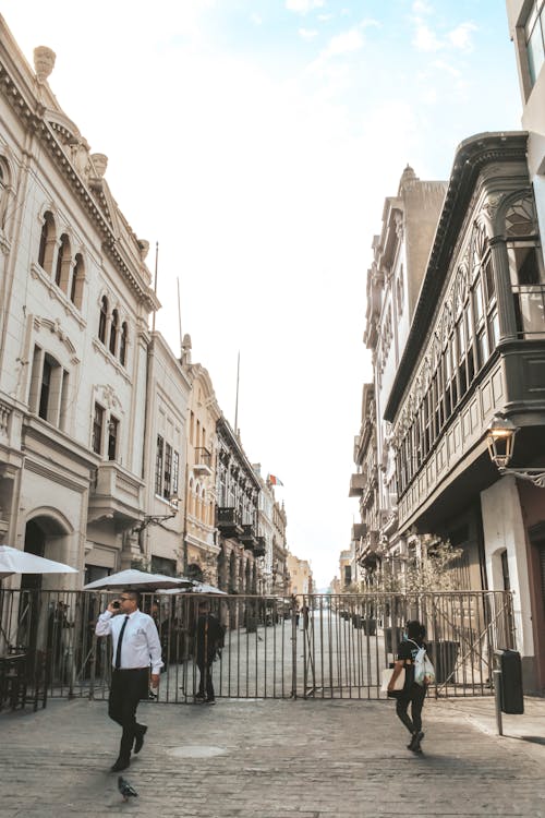 Gate and Buildings around Street in Town