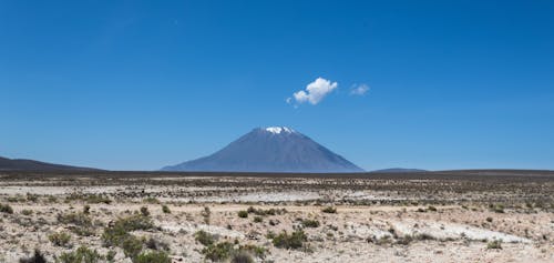 Desert and a Volcano Mountain 