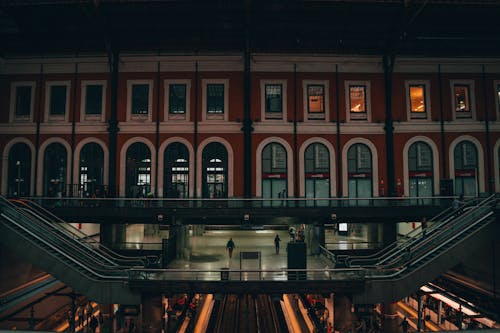 Principe Pio Train Station in Madrid at Night