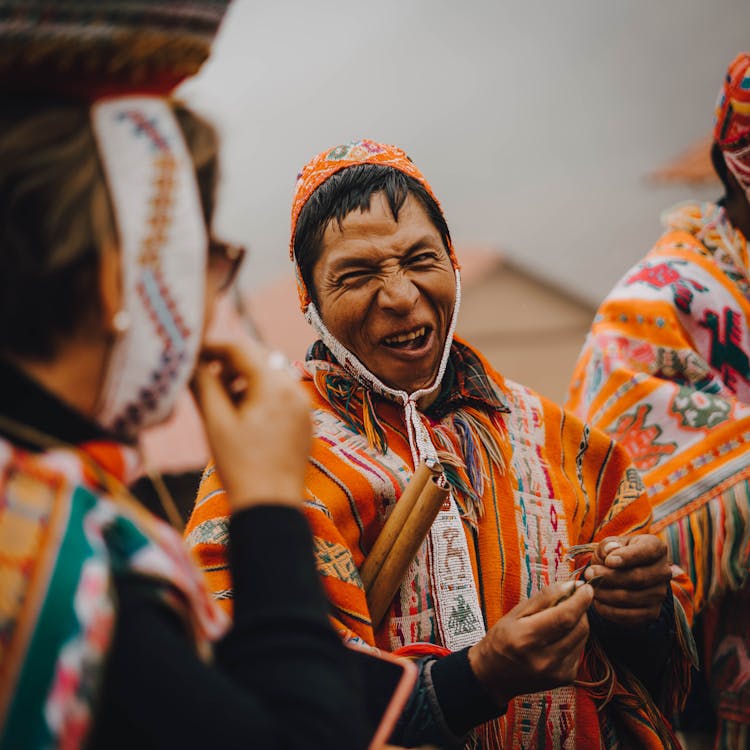 Laughing Man in Traditional Clothing