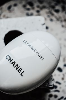 Stylish and luxurious Chanel La Crème Main product shot with a modern aesthetic.