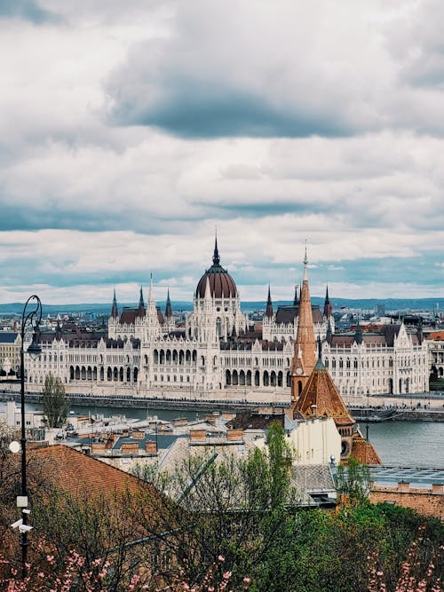 Aerial View of the Hungarian Parliament Building in Budapest, Hungary 