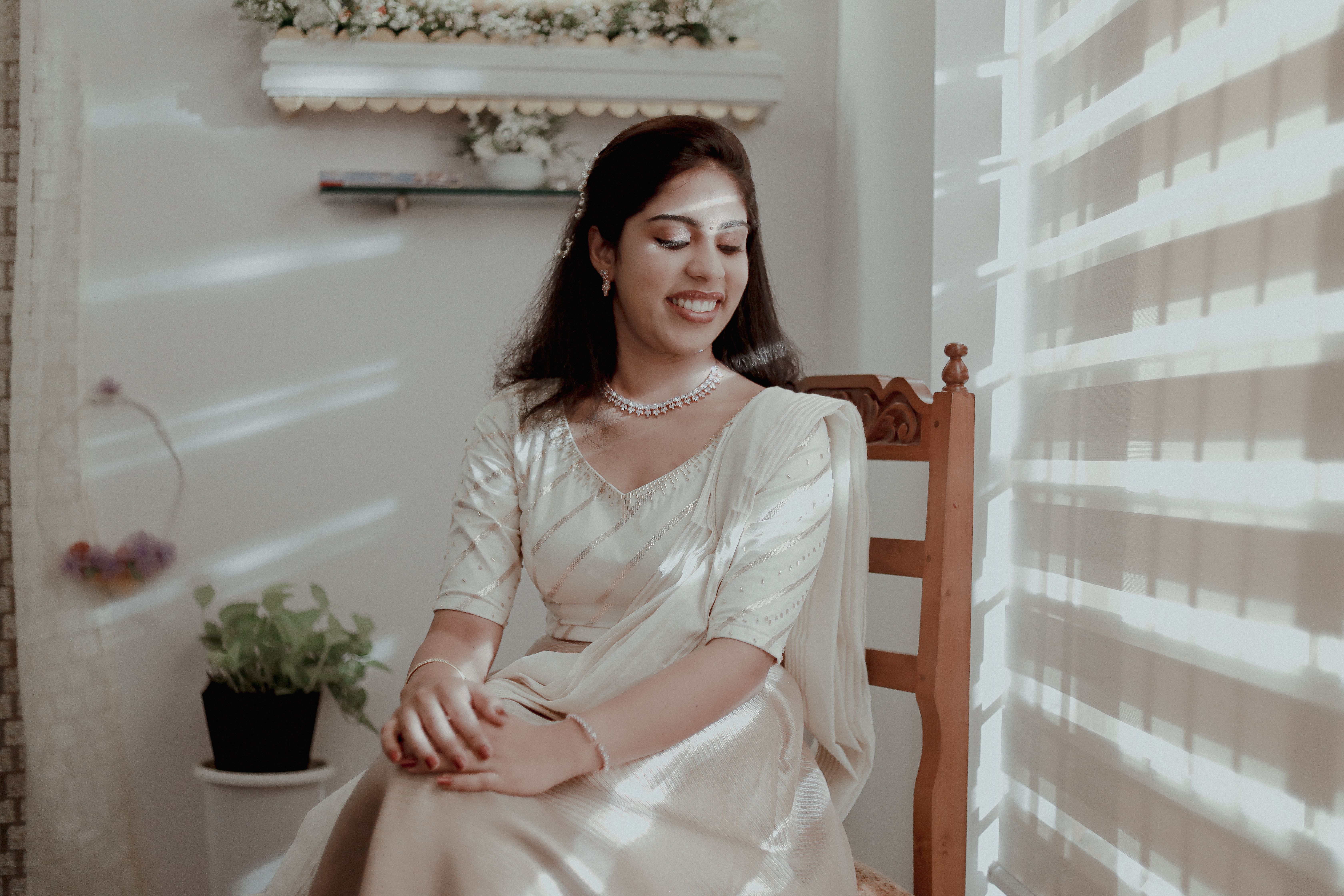 Woman in White Dress Sitting on Chair · Free Stock Photo