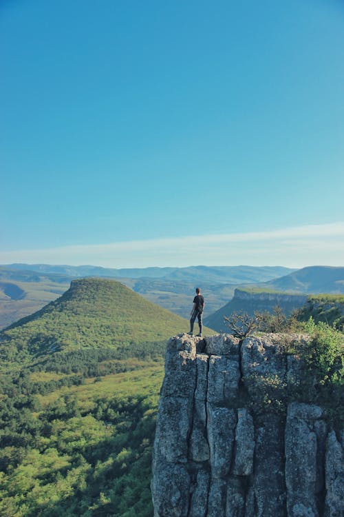 Man Standing on a Mountain Cliff