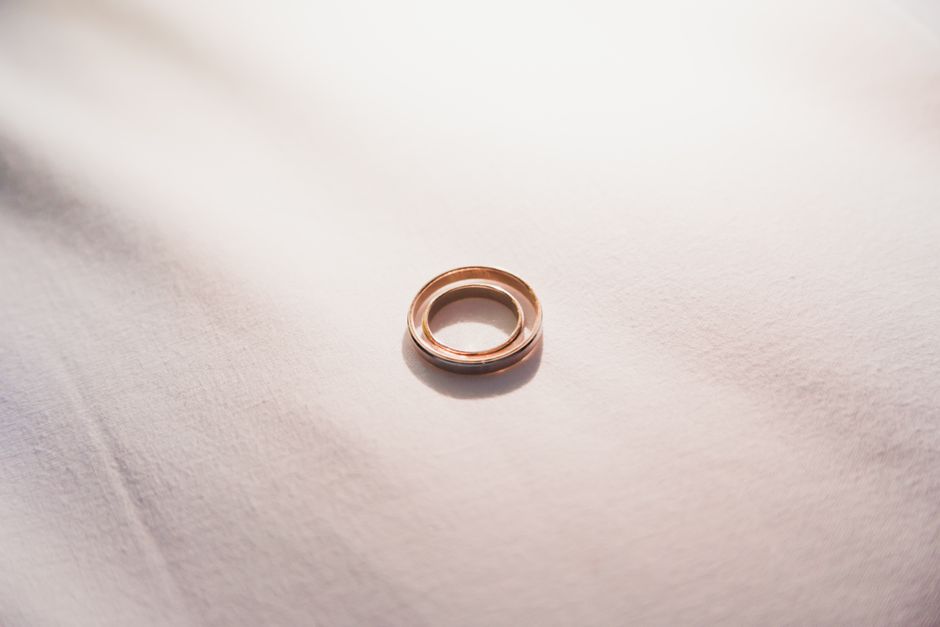 A simple polished gold band resting in soft light