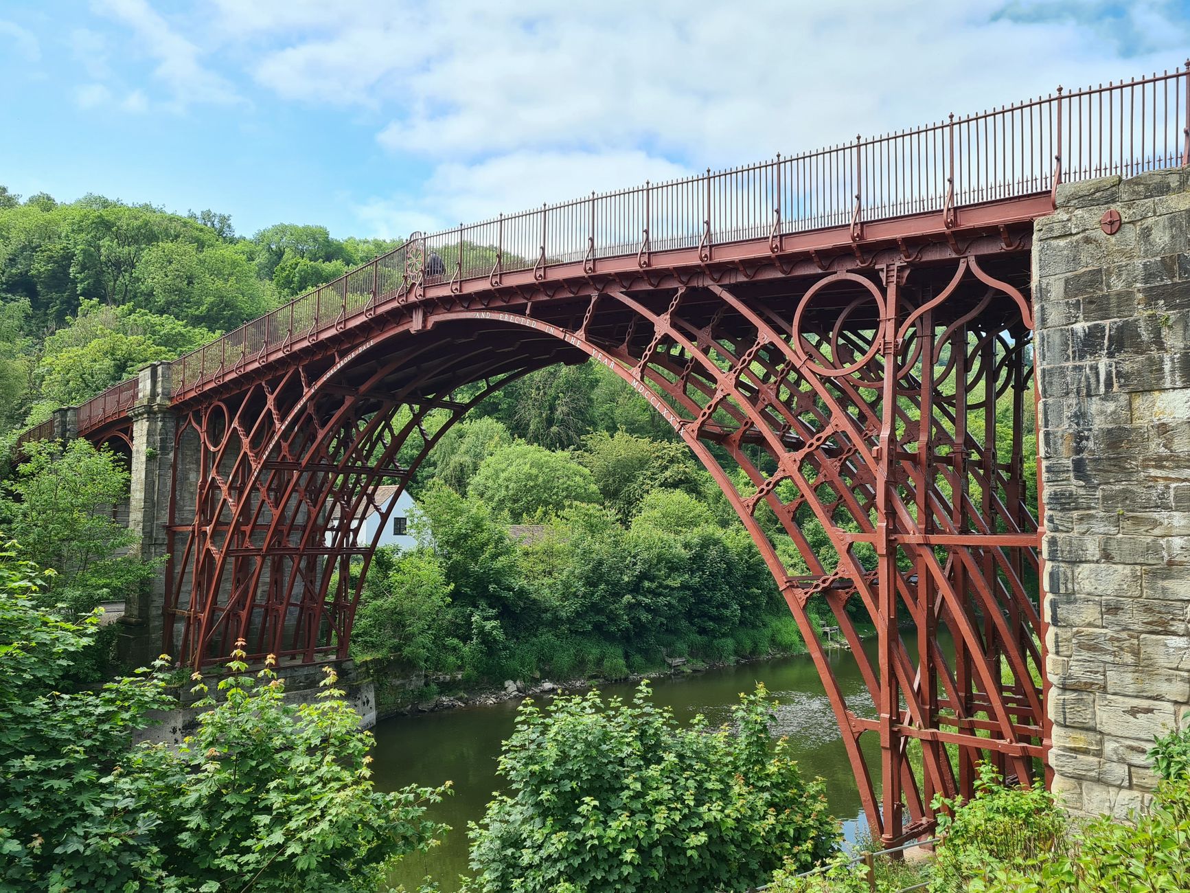 The world's first iron bridge spanning the River Severn at Ironbridge Gorge, Shropshire, England